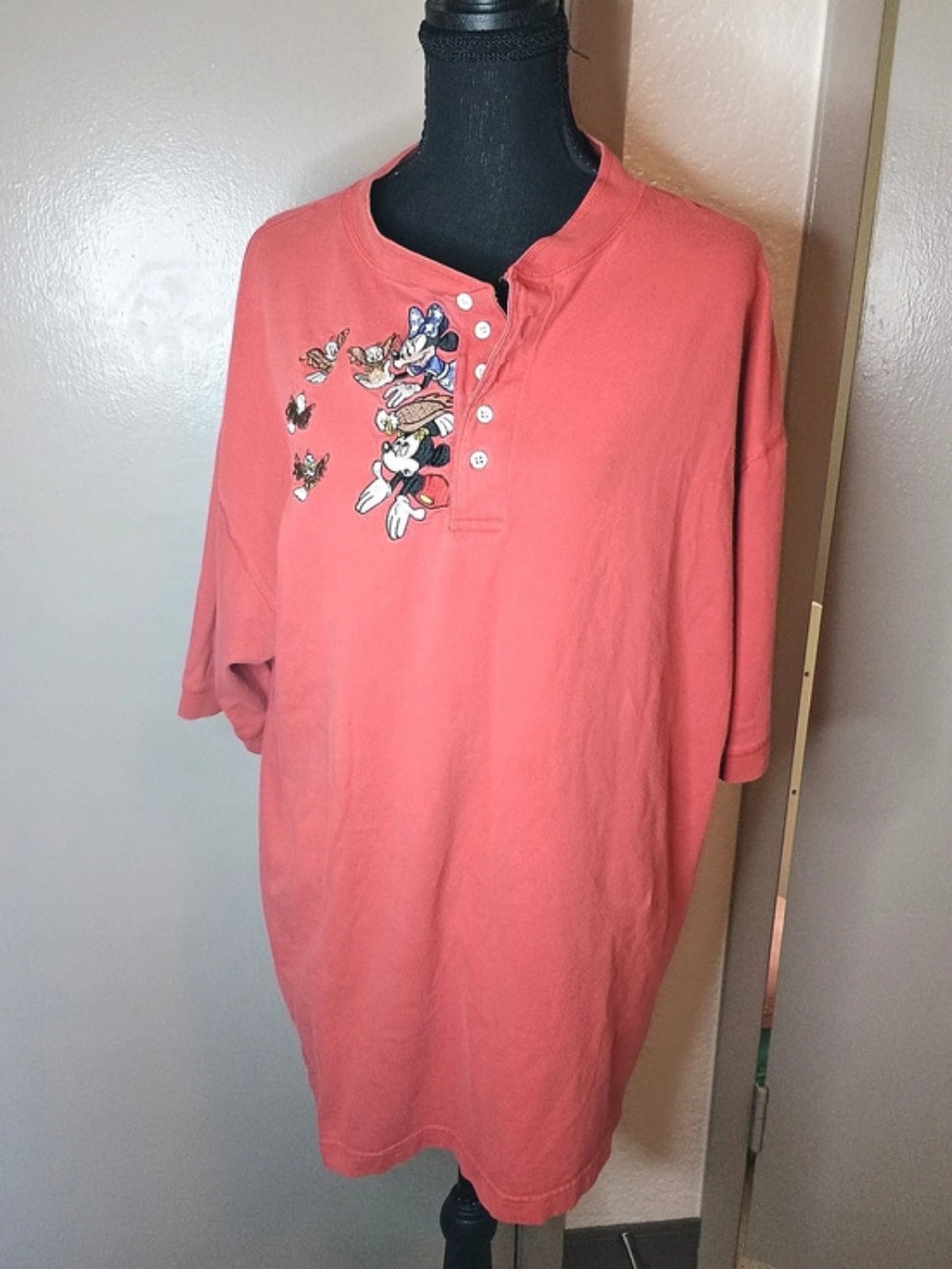Mickey Mouse Embroidered Red Top